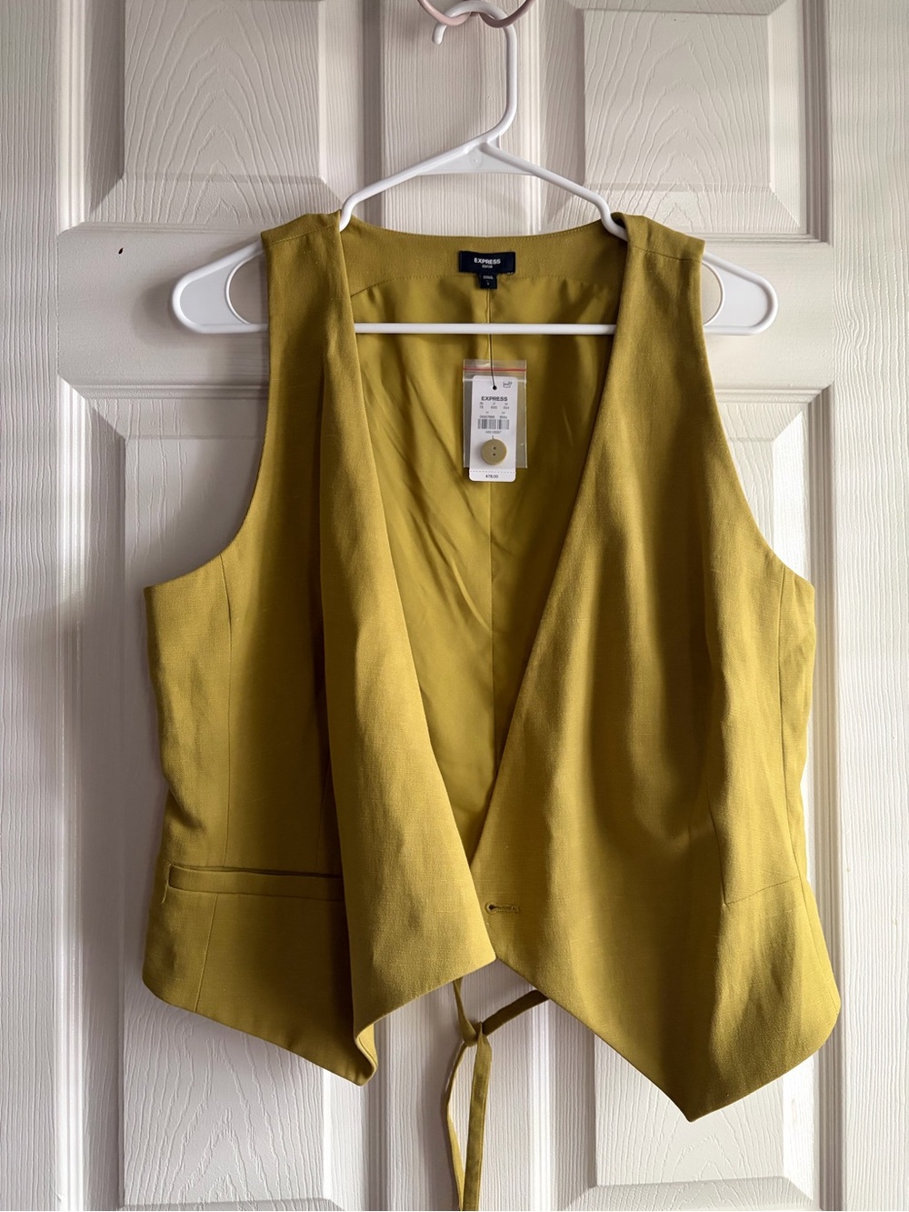 Express Women's Olive Green Draped Open-Front Vest